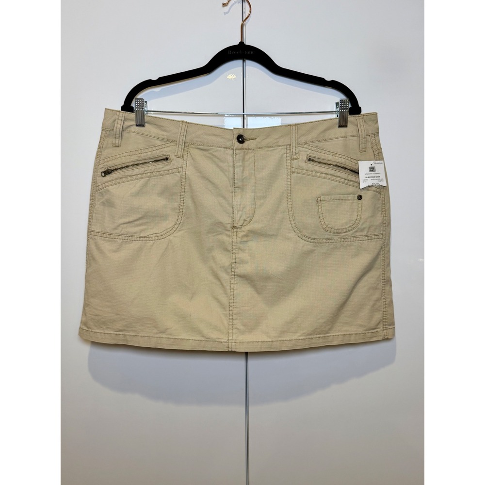 Faded Glory Womens Skirt/Skort Beige Jeans Size 18 Mini Pockets NWT